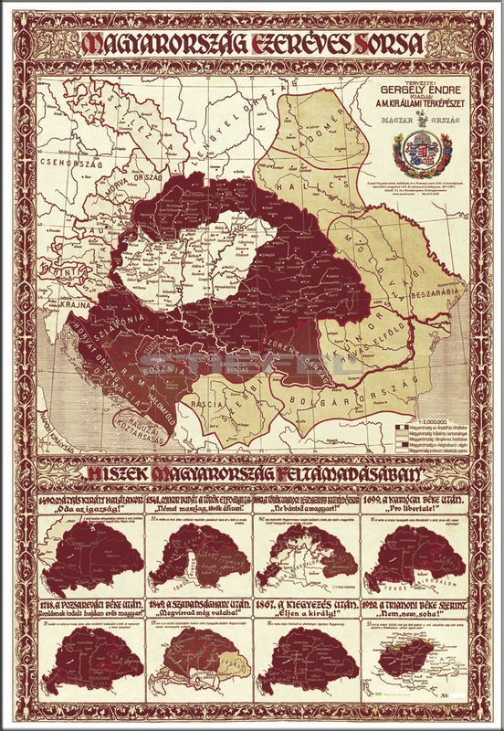 magyarország ezeréves sorsa térkép Magyarország ezeréves sorsa keretezett