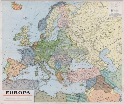 Európa politikai térképe, fakeretben (1941)