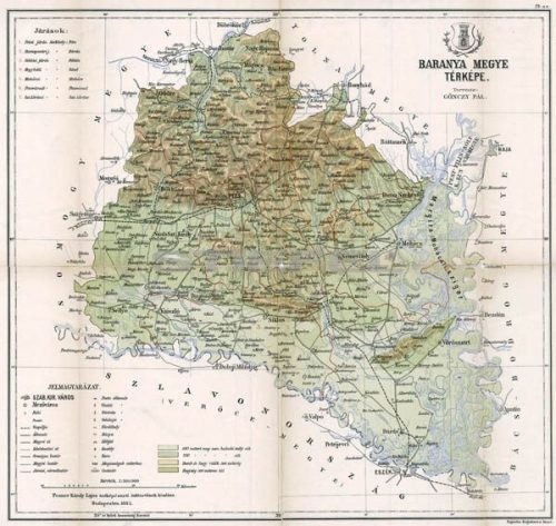 Baranya megye térképe fakeretben