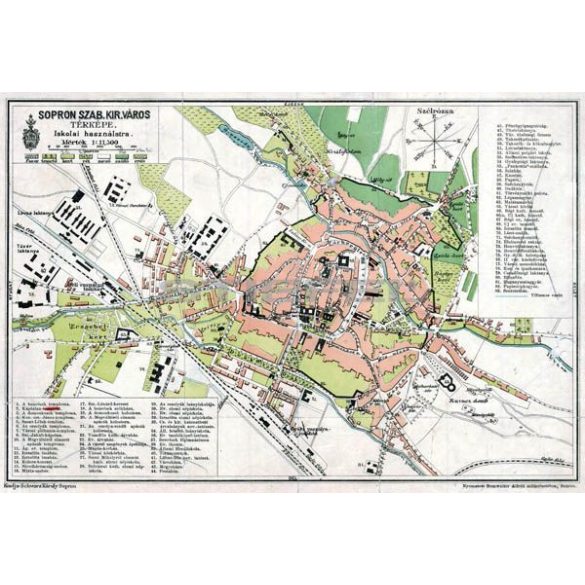 Sopron Szabad Királyi város térképe fakeretben