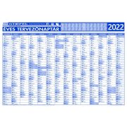   Éves tervezőnaptár (14 havi)/Éves projektnaptár 2022 (12 havi) kétoldalas, fémléces 100x70, ajándék kék színű filctollal