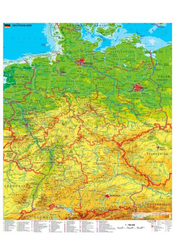 Németország turisztikai fémléces térkép (német nyelvű) 