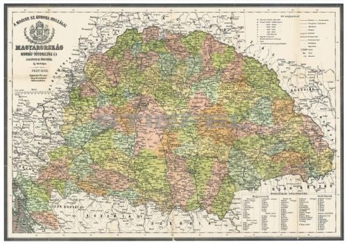 Antik Magyarország térkép könyöklő / Magyarország közigazgatása járásokkal