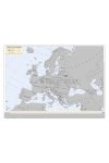 Európa kaparós térkép magyar nyelvű fémléces, ezüst színű Európa kaparós térkép magyar nyelvű fémléces, ezüst színű