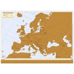   Európa kaparós térkép magyar nyelvű keretezett, arany színű