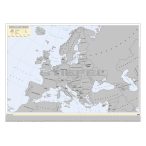   Európa kaparós térkép magyar nyelvű keretezett, ezüst színű