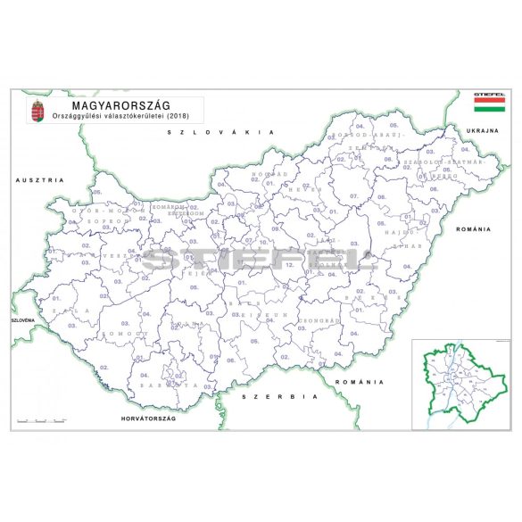 Magyarország választási színező fémléces 2018 68x49 cm