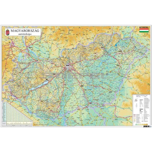 Magyarország közigazgatása és közlekedése keretezett térkép 