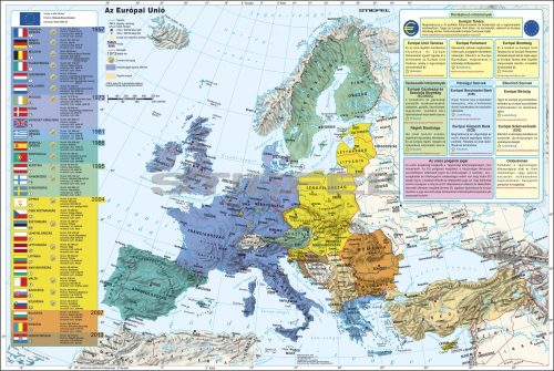 Az Európai Unió (a tagok és tagjelöltek zászlóival) fémléces térkép