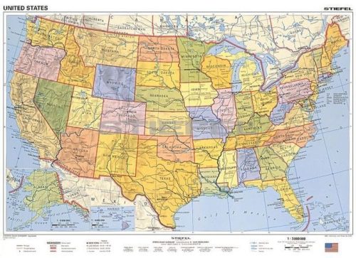 USA politikai fémléces térkép