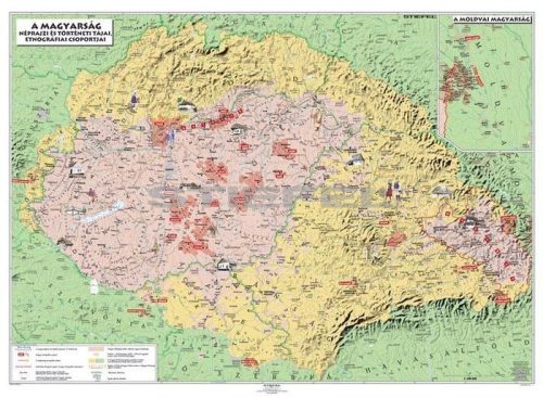 Magyar néprajzi térkép kétoldalas fémléces