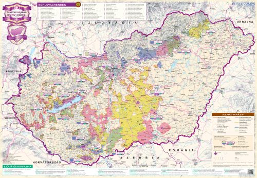 Magyarország borvidékei fémléces térkép