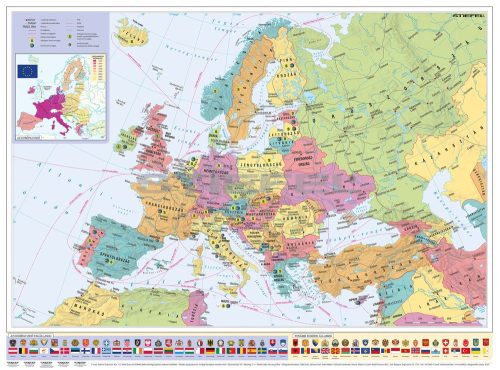Európa országai és az Európai Unió térképe (keretezett)