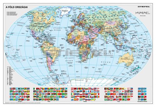 A Föld országai térkép, fémléccel 140x100 cm