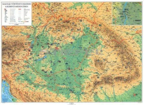 Magyar történeti emlékek a Kárpát-medencében, tűzhető, keretezett térkép