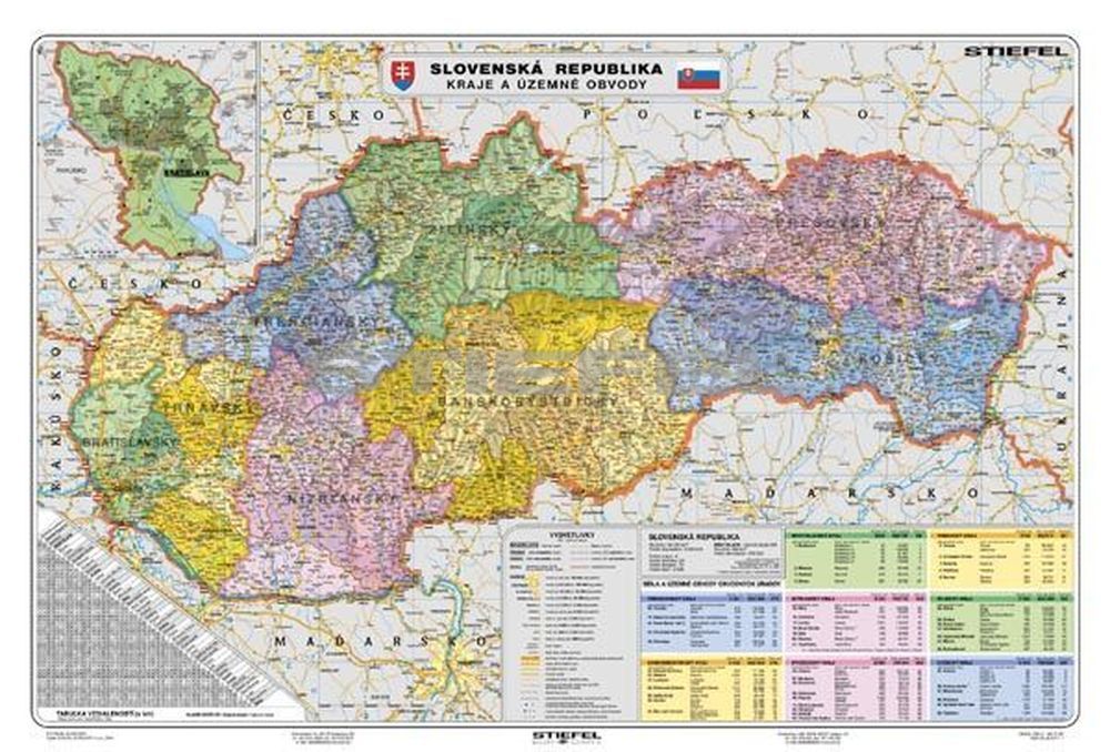 szlovákia térkép Szlovákia politikai szlovák nyelvű fémléces térkép