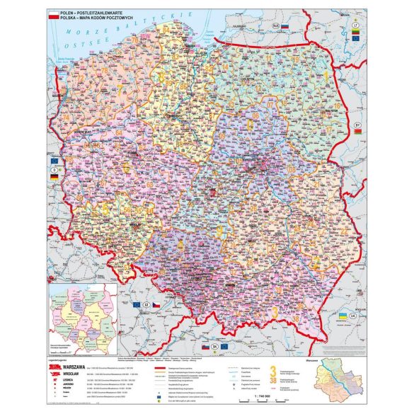 Lengyelország irányítószámos térképe fóliás-fémléces