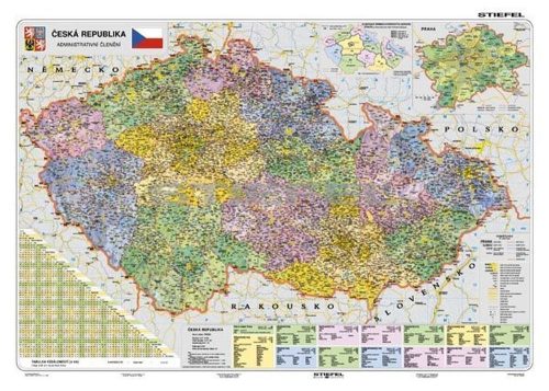 Csehország közigazgatása térkép, tűzhető, keretes