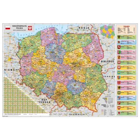 Lengyelország közigazgatása térkép, fóliás-fémléces