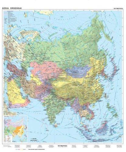 Ázsia, domborzati + politikai kétoldalas óriás térkép poszter