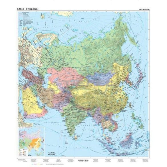 Ázsia, domborzati + politikai kétoldalas óriás térkép poszter