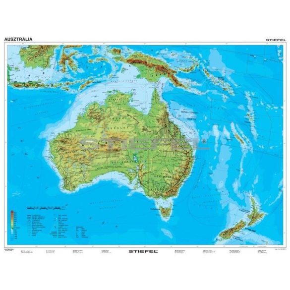 Ausztrália és Óceánia domborzata + vaktérkép DUO