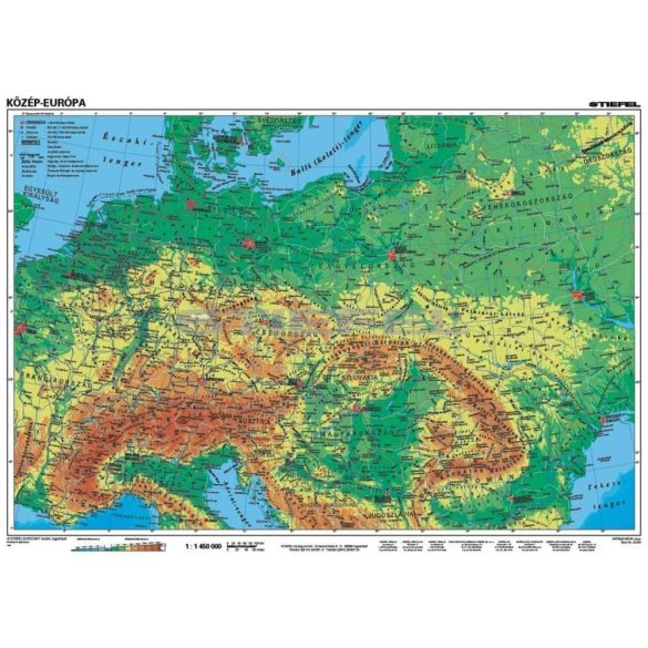 Közép-Európa, domborzati + vaktérkép DUO