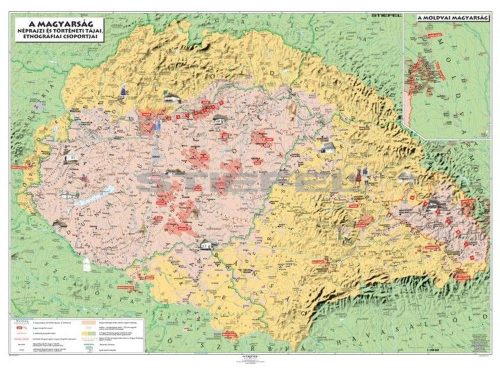 Magyar néprajzi térkép kétoldalas óriásposzter