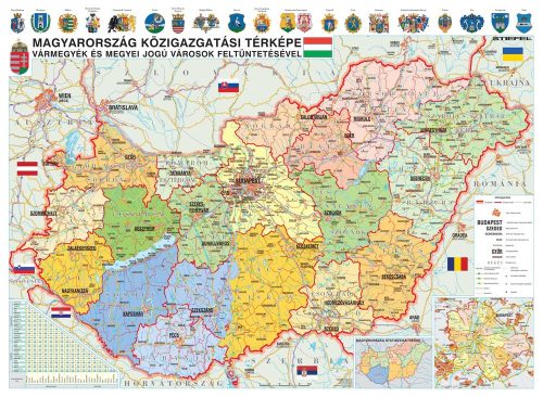 Magyarország közigazgatási térképe vármegyék és megyei jogú városok feltüntetésével