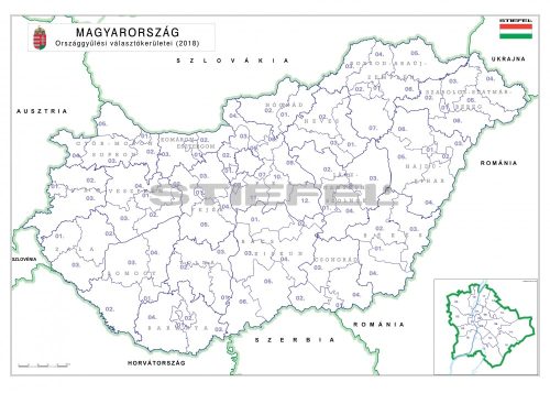 Magyarország választási színező fémléces 2018 100x70 cm