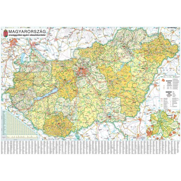 Magyarország országgyűlési választókerületei 140x100 cm (2021) 