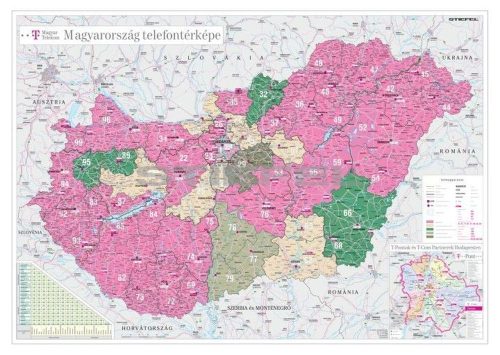 Magyarország telefontérképe, tűzhető, keretes