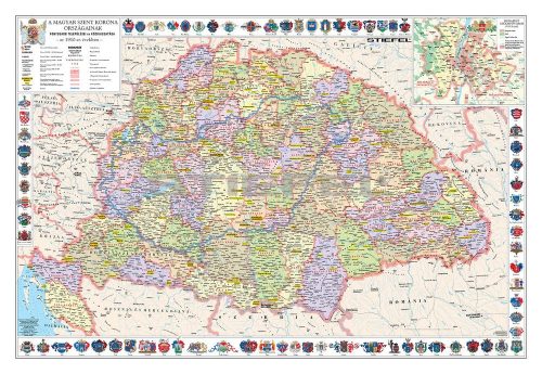 A Magyar Szent Korona országai térképe jelenleg Mo. határral keretezett