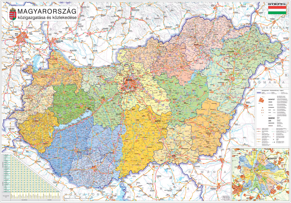 térkép magyarország Magyarország közigazgatása keretezett, tűzhető térkép   Mind