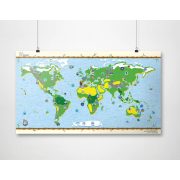   Gyerek világtérkép poszter, matricákkal, egyoldalon fóliázott kivitelben