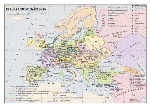 Európa a XIV-XV. Században, fóliázott, lécezett