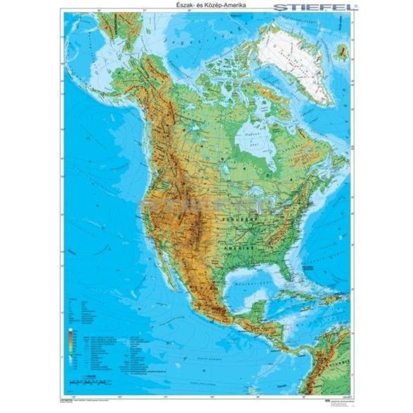Észak-Amerika domborzati térképe