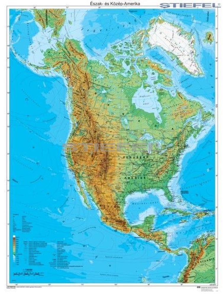 észak amerika térkép Észak Amerika domborzati térképe