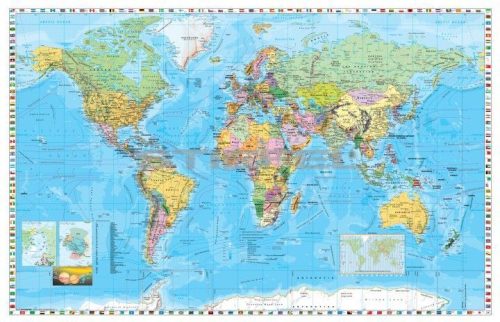 A Föld országai angol nyelvű, kisméretű térkép