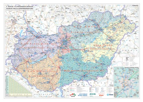Magyarország villamoshálózati keretezett térképe 