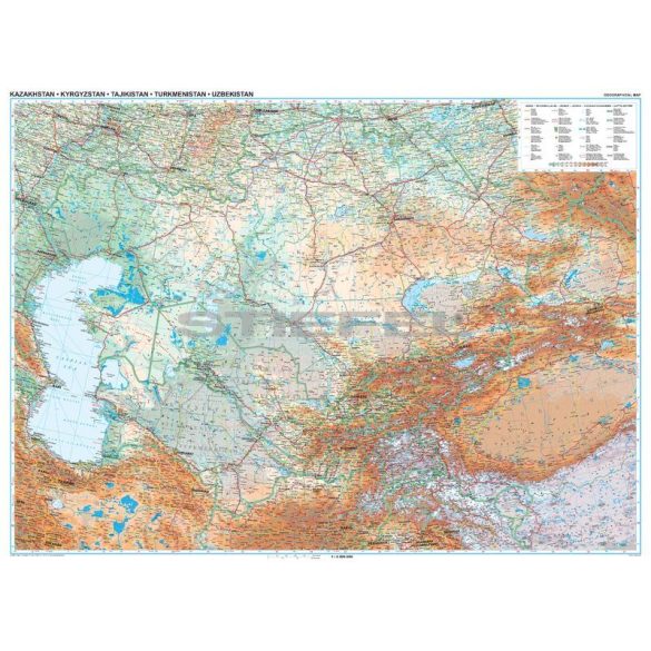 Kazahsztán általános földrajzi térképe 