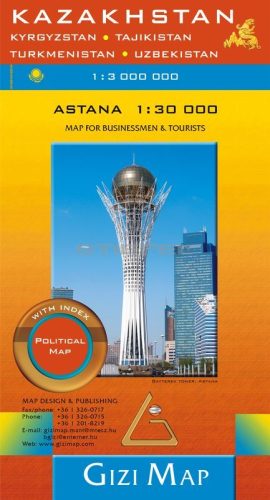 Kazahsztán politikai / autós térképe - Új kiadás