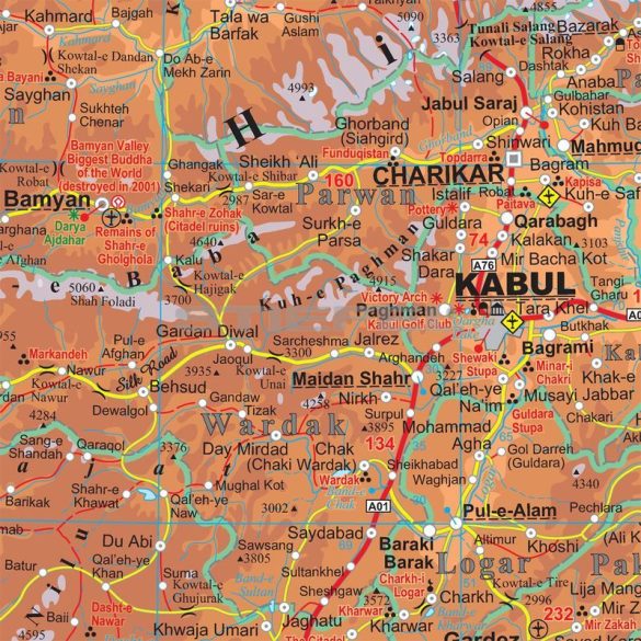 Afganisztán térkép, Kabul + 5 várostérkép 