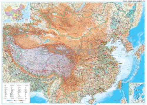 Kína általános földrajzi térképe 