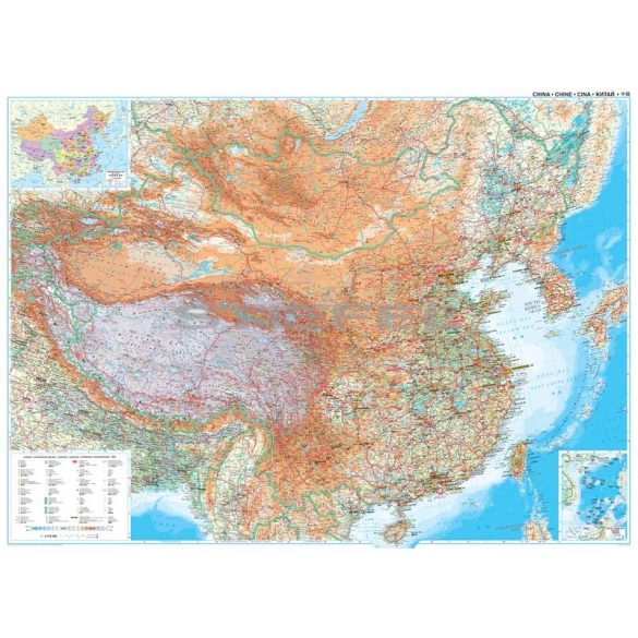 Kína általános földrajzi térképe 