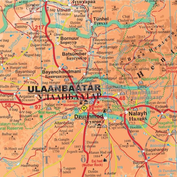 Mongólia általános földrajzi térképe 