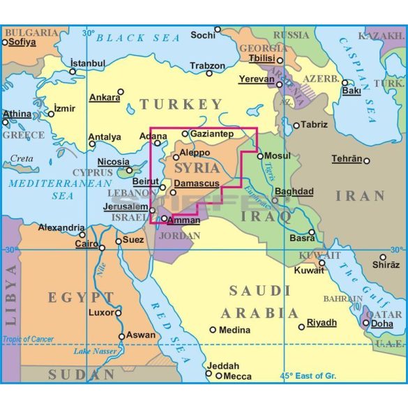 Szíria-Libanon általános földrajzi térkép 