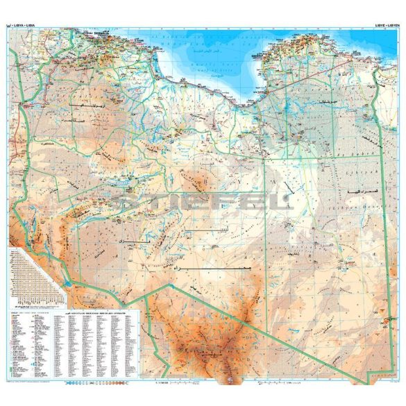 Líbia általános földrajzi térképe
