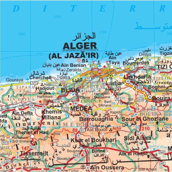 Algéria (általános földrajzi térképe) 