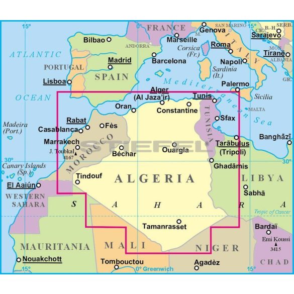 Algéria (általános földrajzi térképe) 